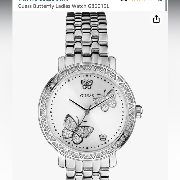 GUESS Women’s Crystal Butterfly Watch, G86013L - Picture 2 of 12